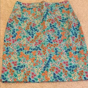 J. Crew Blue and Orange Knee-Length Pencil Skirt
